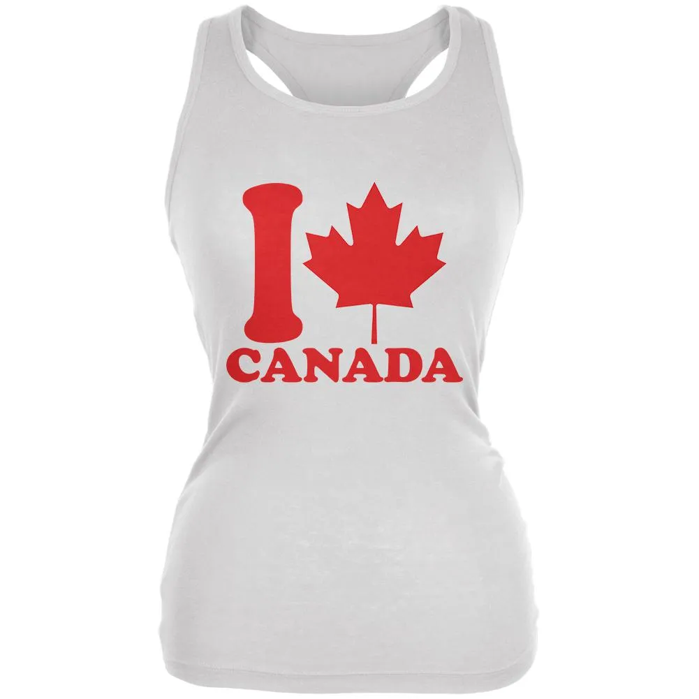 I Love Maple Leaf Heart Canada Juniors Soft Tank Top sold by Old Glory