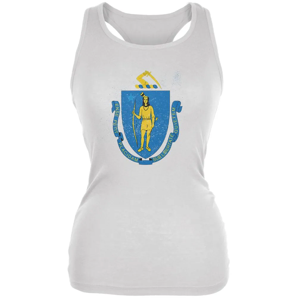 Born and Raised Massachusetts State Flag Juniors Soft Tank Top sold by Old Glory