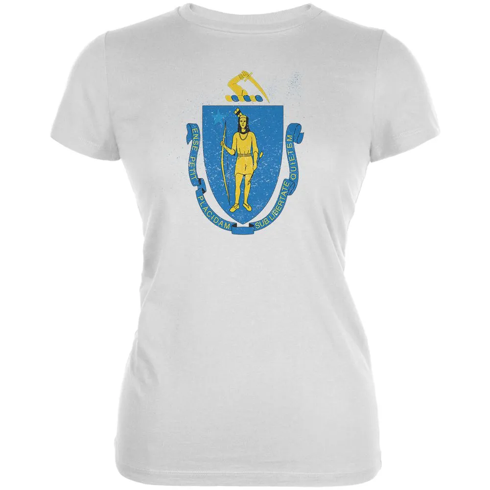 Born and Raised Massachusetts State Flag Juniors Soft T Shirt sold by Old Glory