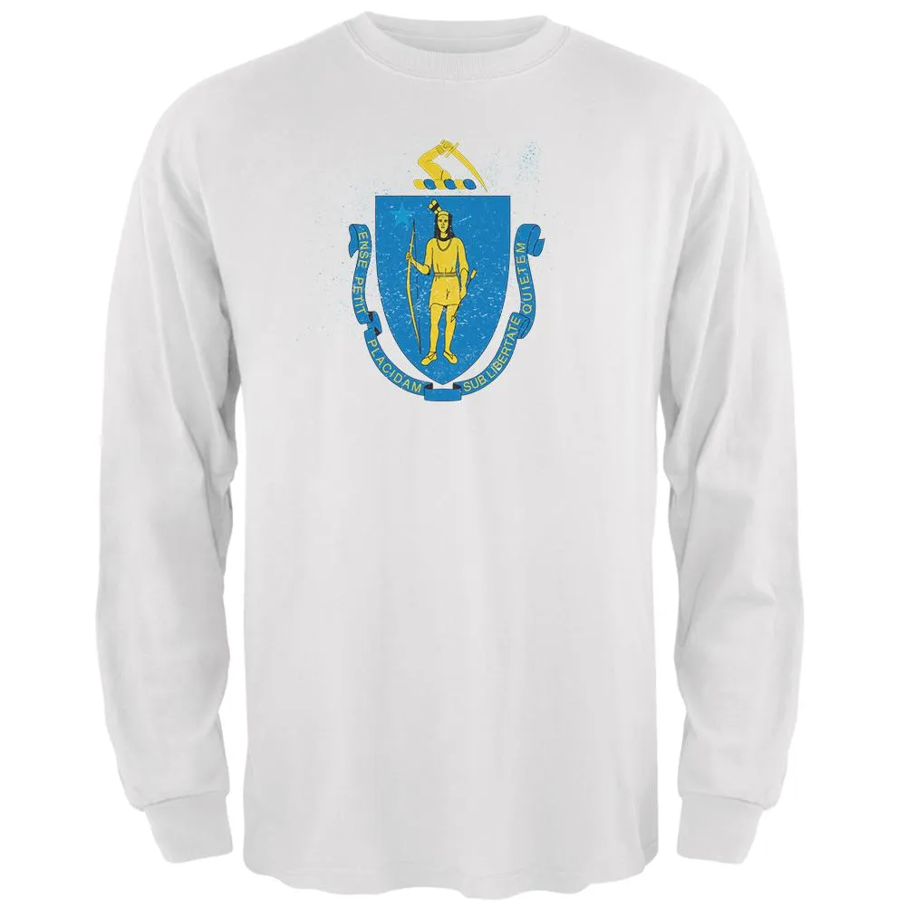 Born and Raised Massachusetts State Flag Mens Long Sleeve T Shirt sold by Old Glory