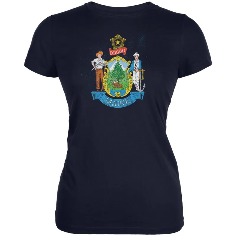 Born and Raised Maine State Flag Juniors Soft T Shirt sold by Old Glory