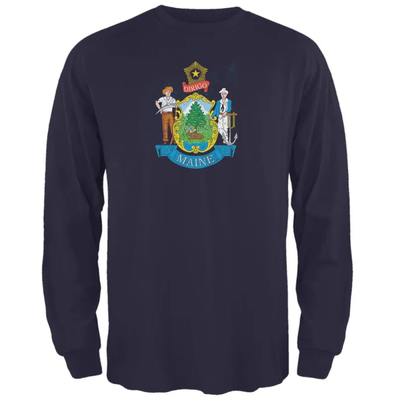 Born and Raised Maine State Flag Mens Long Sleeve T Shirt sold by Old Glory