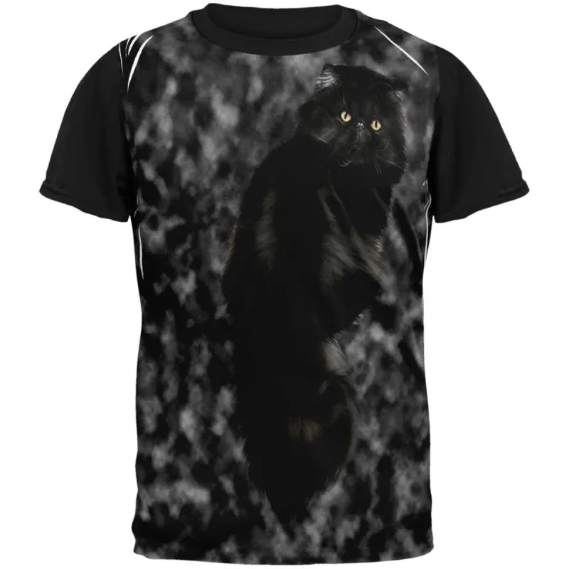 Tie Dye Black Cat Adult Black Back T-Shirt sold by Old Glory