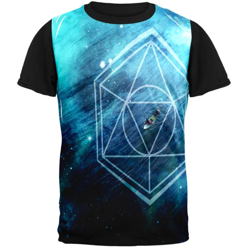 Surfing Sacred Cosmic Waves All Over Mens Black Back T Shirt sold by Old Glory