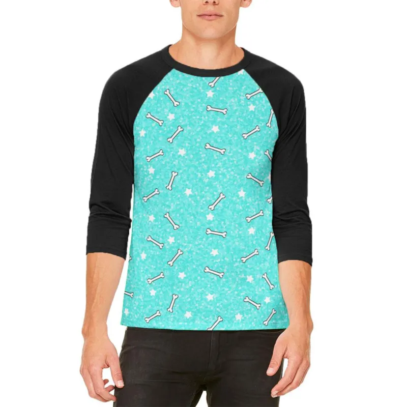 Bones and Stars Glitter Pattern Mens Raglan T Shirt sold by Old Glory