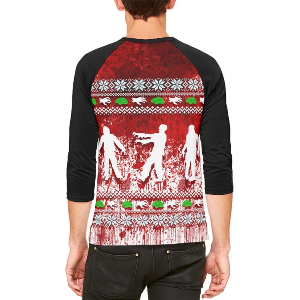 Ugly Christmas Sweater Bloody Zombie Attack Survivor Mens Raglan T Shirt sold by Old Glory product image thumbnail 2
