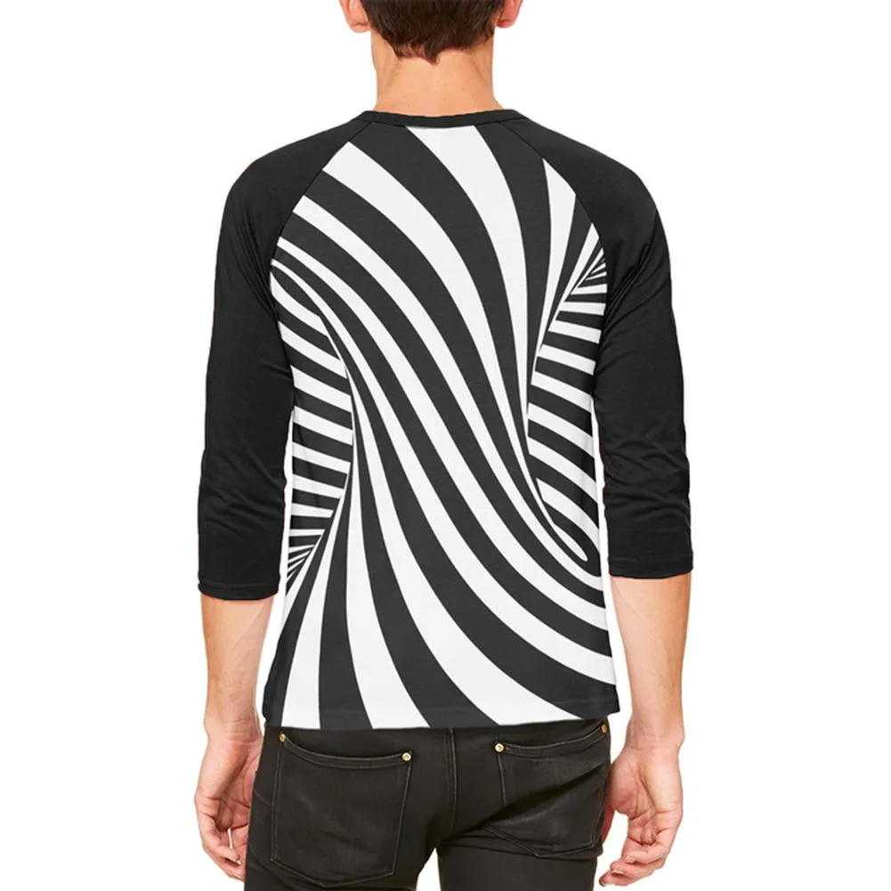 Trippy Black And White Swirl Mens Raglan T Shirt sold by Old Glory product image thumbnail 2