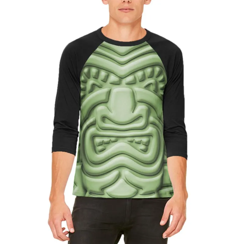 Tiki God Green Face Luau Mens Raglan T Shirt sold by Old Glory