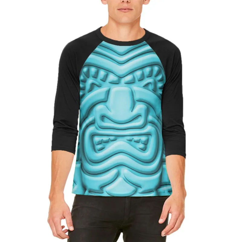 Tiki God Blue Face Luau Mens Raglan T Shirt sold by Old Glory
