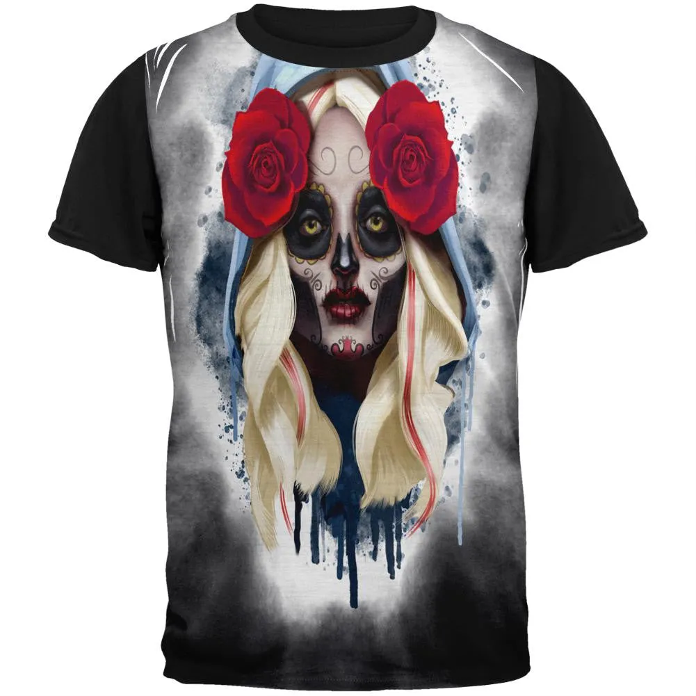 Sugar Skull Girl Adult Black Back T-Shirt sold by Old Glory