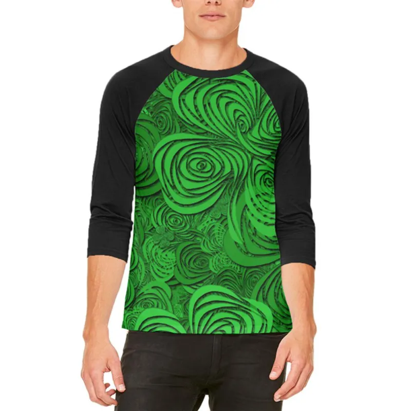 St Patricks Day Trippy Irish Clover Field Mens Raglan T Shirt sold by Old Glory