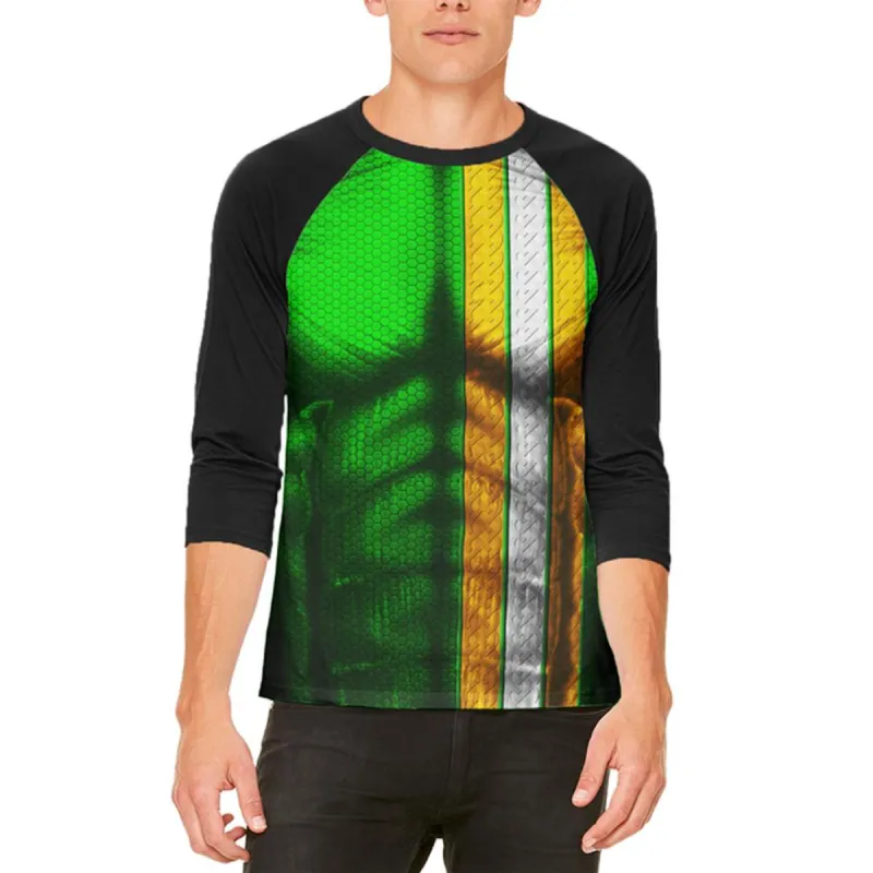 St Patrick's Day Irish Champion Superhero Costume Mens Raglan T Shirt made by Old Glory