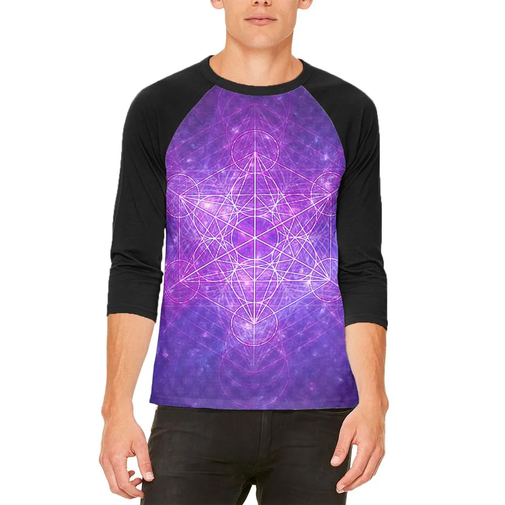 Sacred Geometry Metatron Cube Map of Creation Mens Raglan T Shirt sold by Old Glory