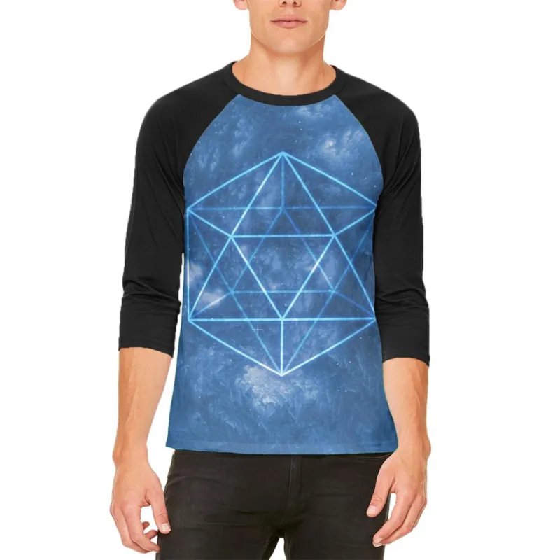 Sacred Geometry Icosahedron Crystal Wind Mens Raglan T Shirt sold by Old Glory