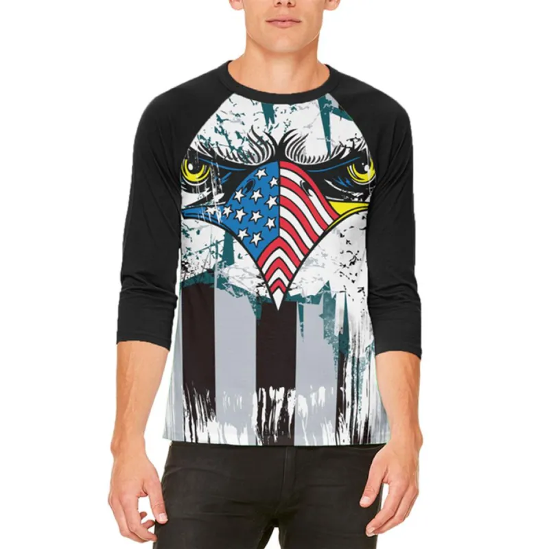 Patriotic Eagle of Philly Mens Raglan T Shirt sold by Old Glory