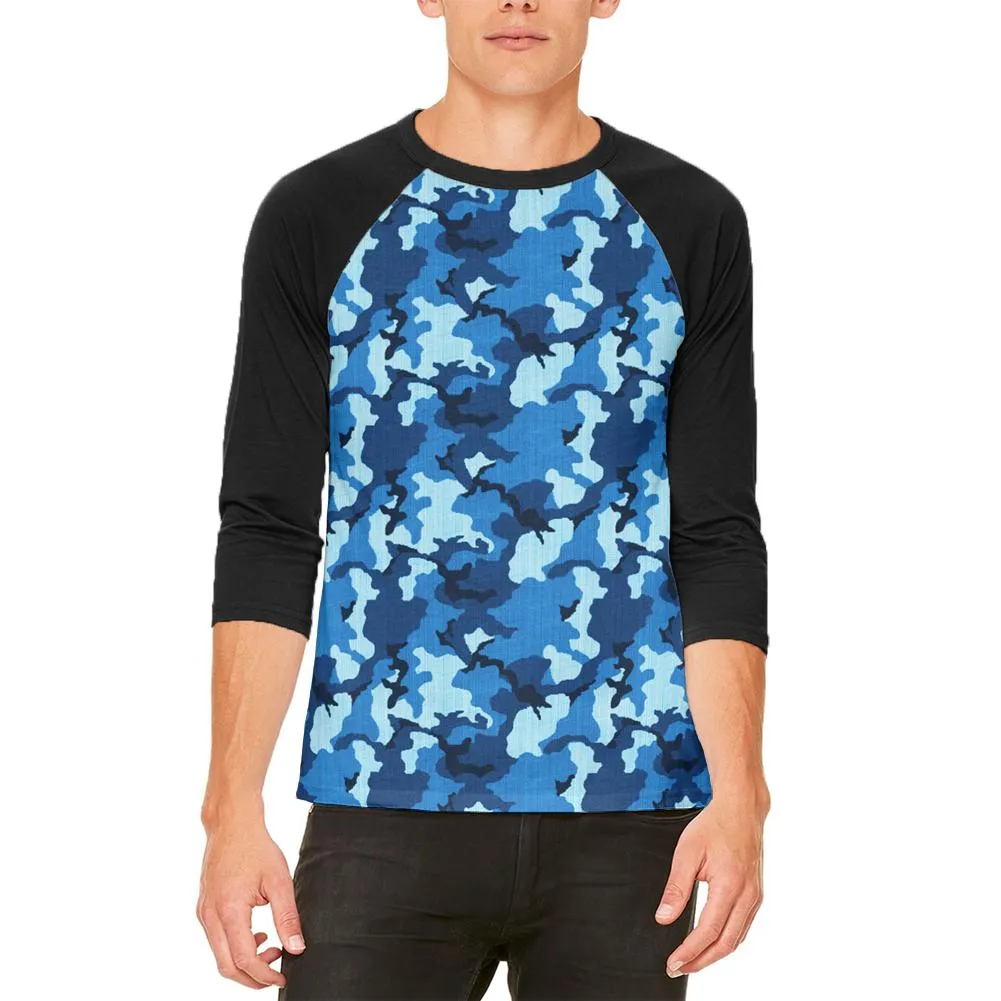 Navy Blue Camo Mens Raglan T Shirt sold by Old Glory