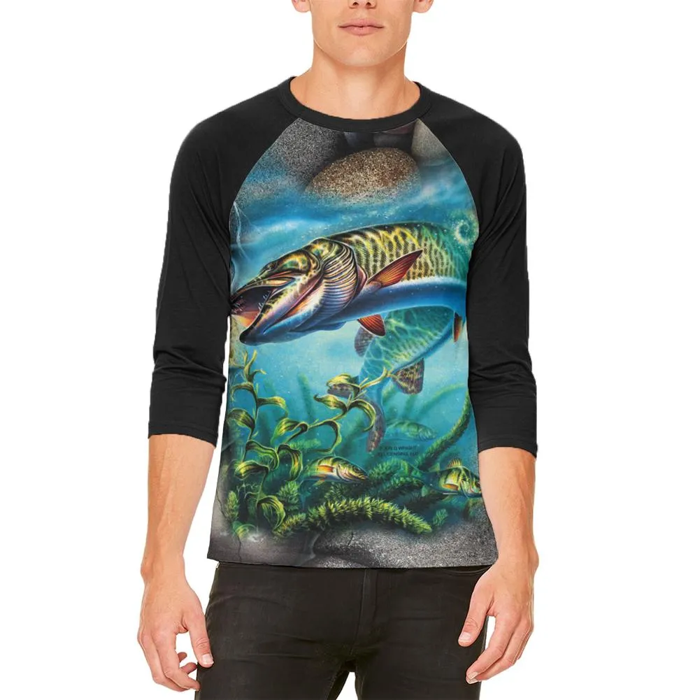 Muskie Fishing Mens Raglan T Shirt sold by Old Glory