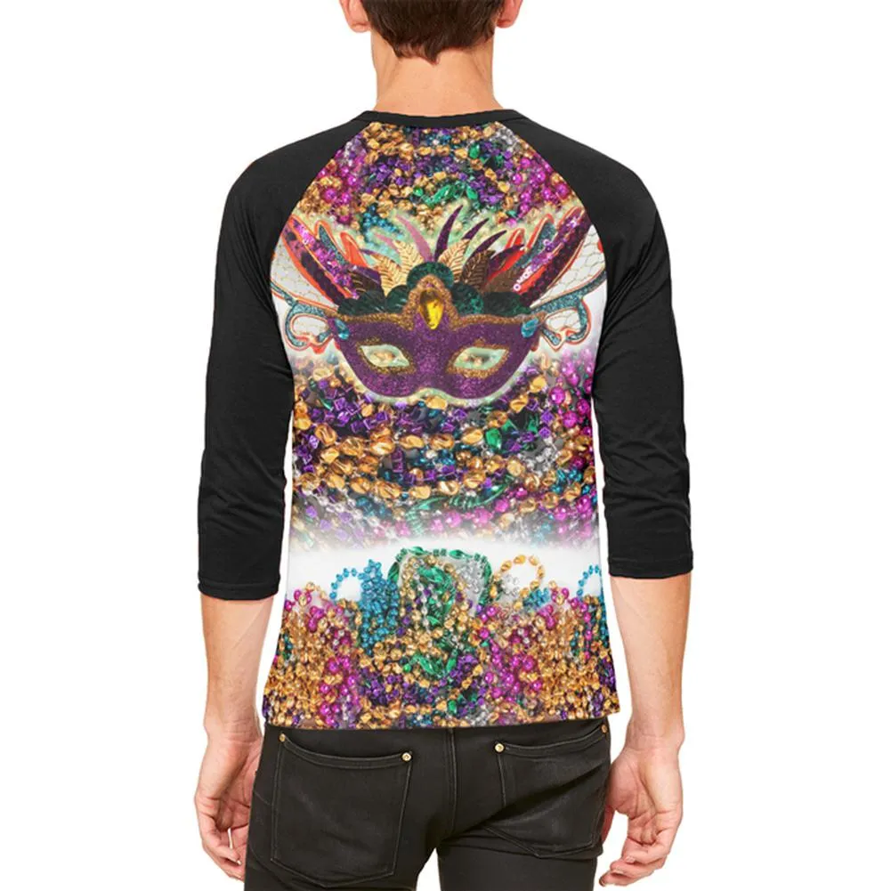 Mardi Gras Trippy Mask Beads Mens Raglan T Shirt sold by Old Glory product image thumbnail 2