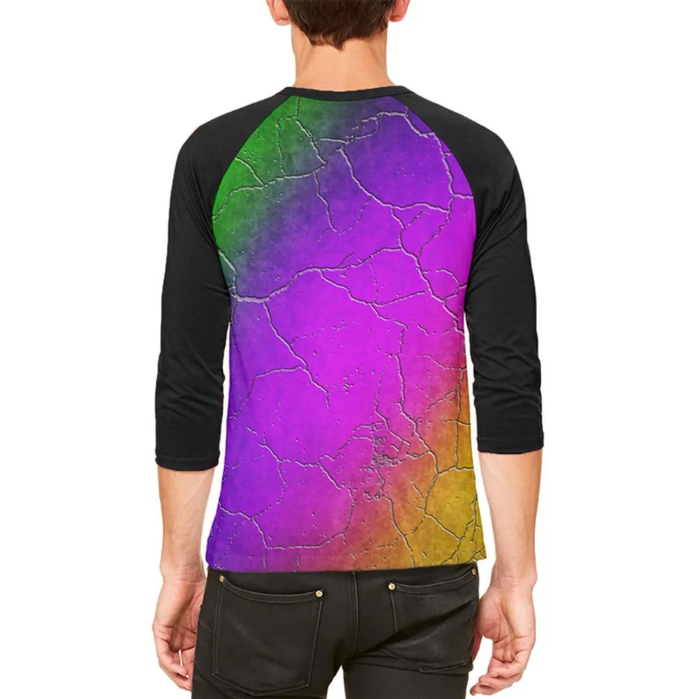 Mardi Gras Party Mask Distressed Grunge Flag Mens Raglan T Shirt sold by Old Glory product image thumbnail 2