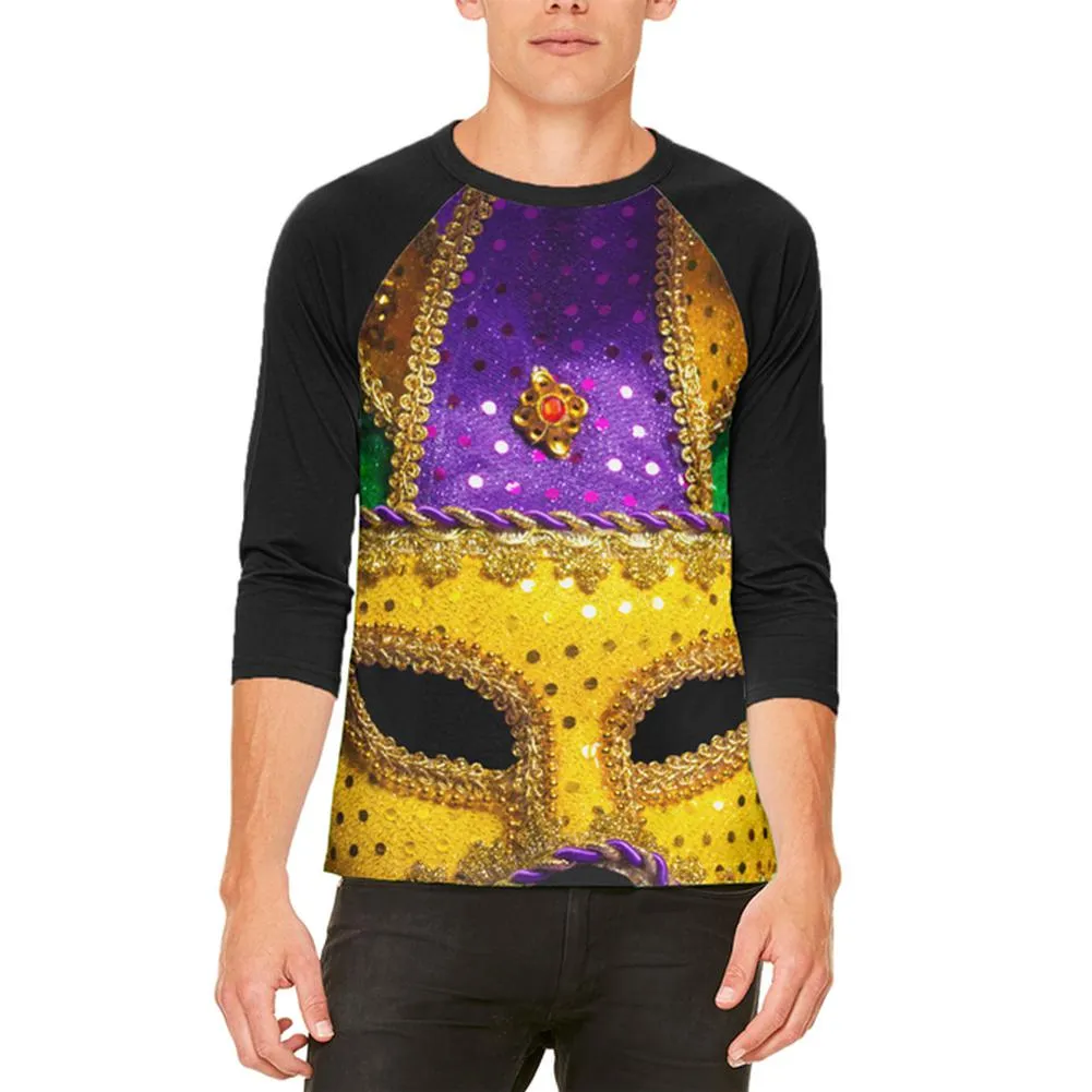 Mardi Gras Mask Mens Raglan T Shirt sold by Old Glory