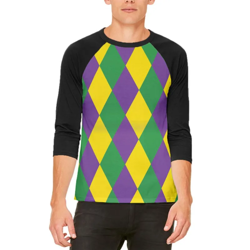 Mardi Gras Jester Costume Mens Raglan T Shirt sold by Old Glory