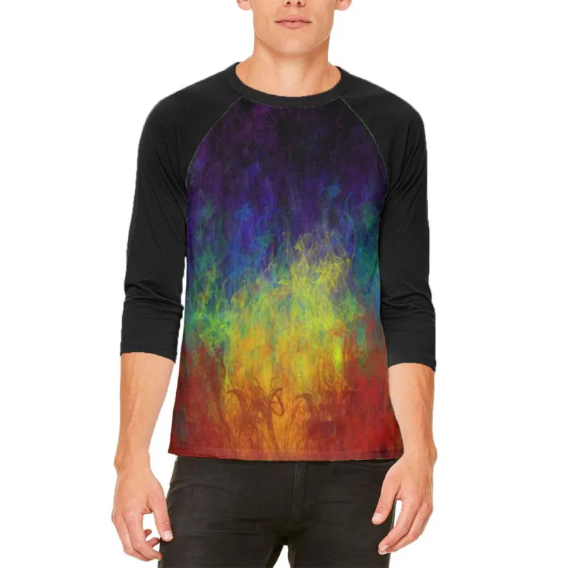 LGBTQ Rainbow Flames Proud Mens Raglan T Shirt sold by Old Glory