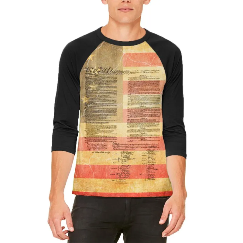 July 4th United States Constitution Betsy Ross Flag Mens Raglan T Shirt sold by Old Glory