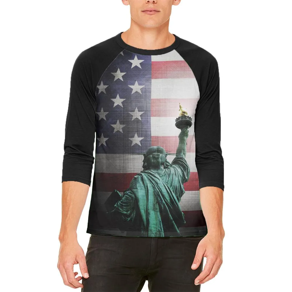 4th of July Let Lady Liberty Light the Way Mens Raglan T Shirt sold by Old Glory