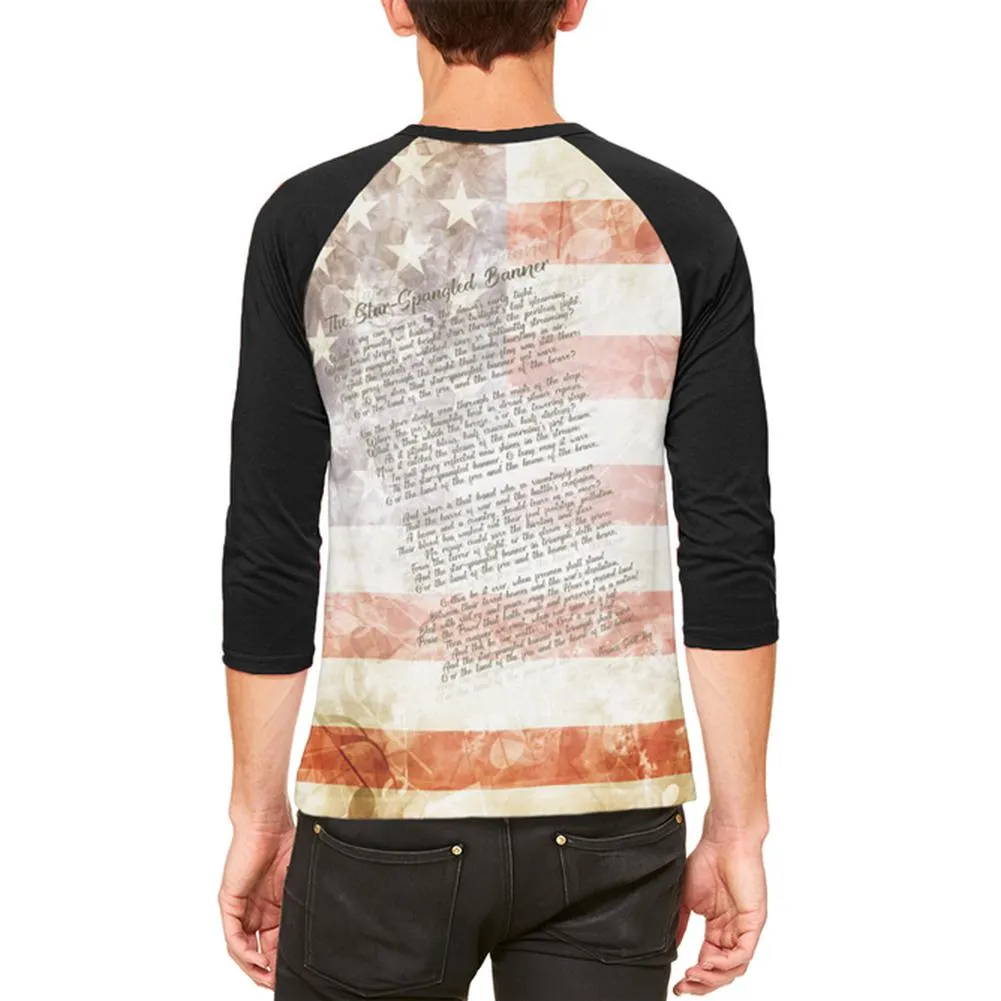 4th of July American National Anthem Flag and Lyrics Mens Raglan T Shirt sold by Old Glory product image thumbnail 2
