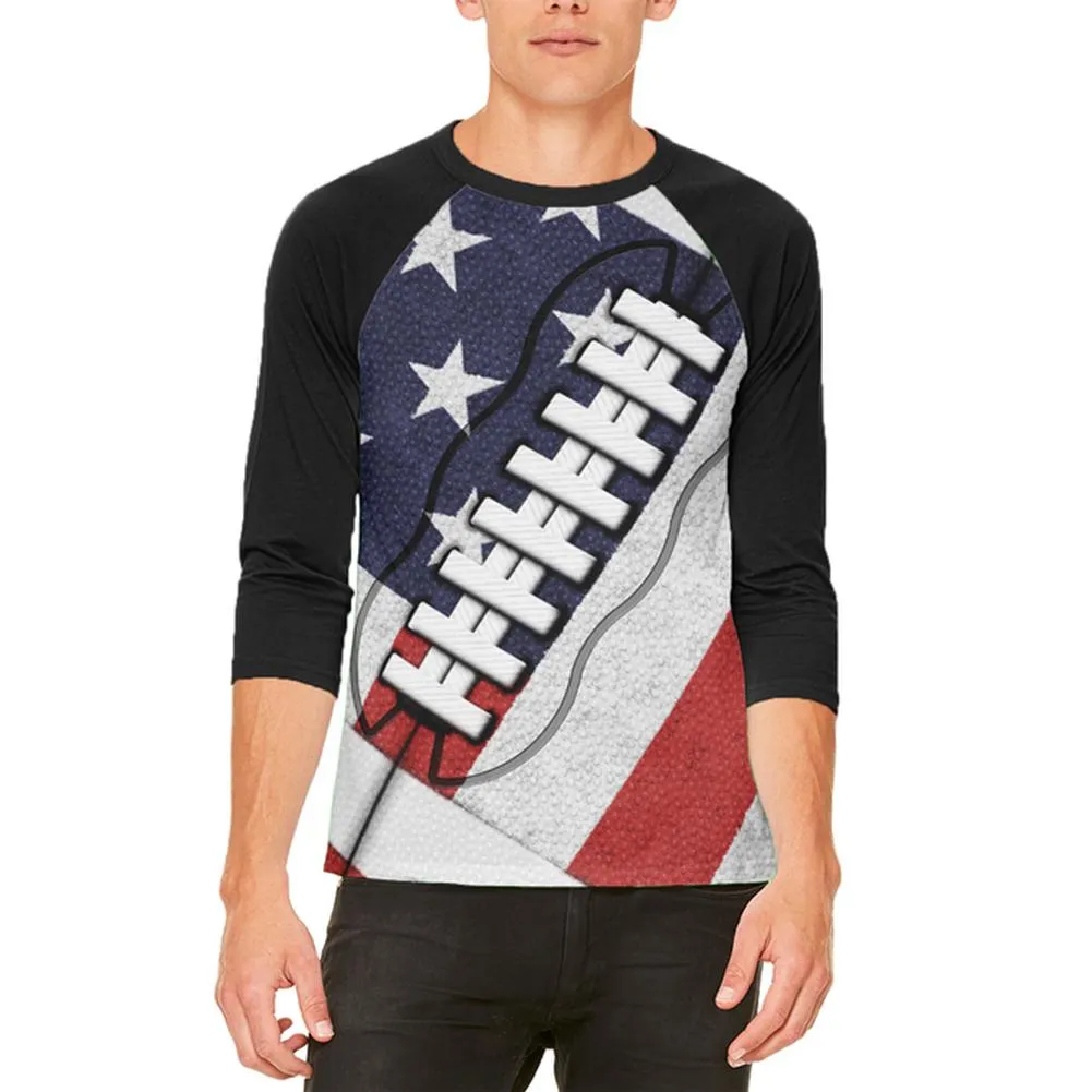 4th of July American Flag Patriot Football Mens Raglan T Shirt sold by Old Glory