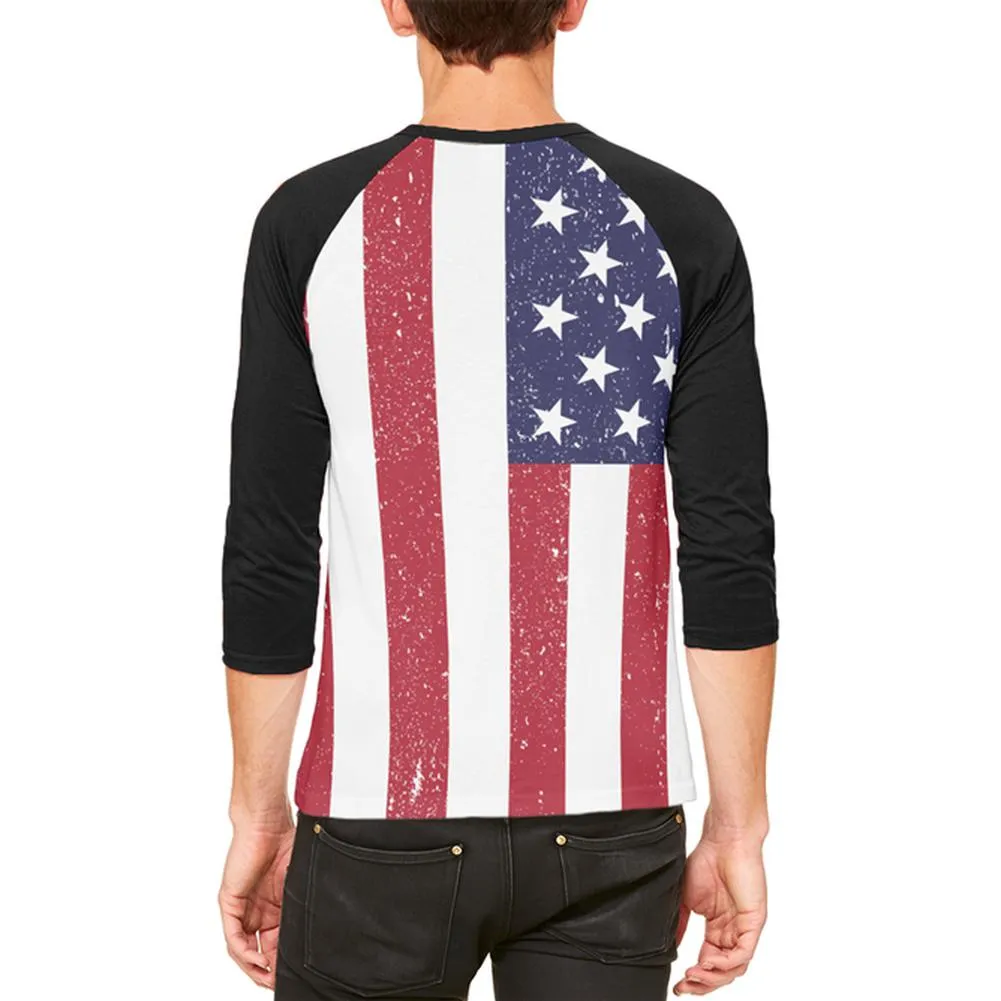 4th of July American Flag Distressed Mens Raglan T Shirt sold by Old Glory product image thumbnail 2