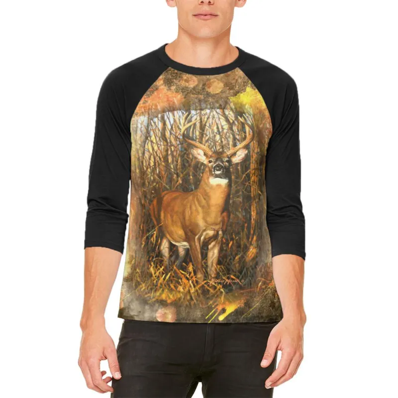 10 Point Buck Splatter Mens Raglan T Shirt sold by Old Glory