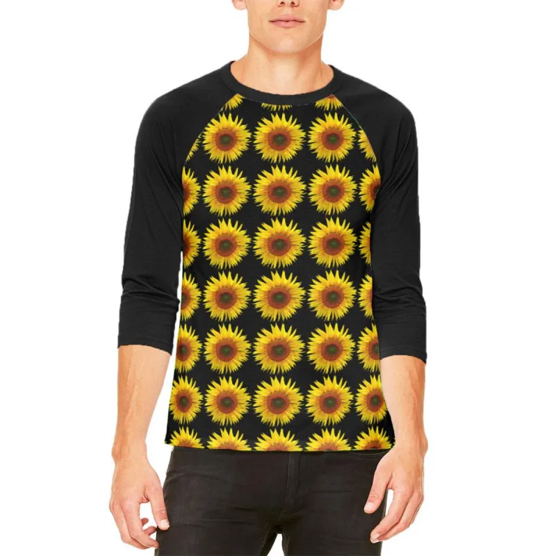 Sunflower Pattern Mens Raglan T Shirt sold by Old Glory