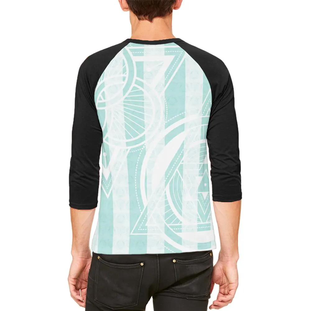 Summer Sacred Geometry Teal Stripes Mens Raglan T Shirt sold by Old Glory product image thumbnail 2