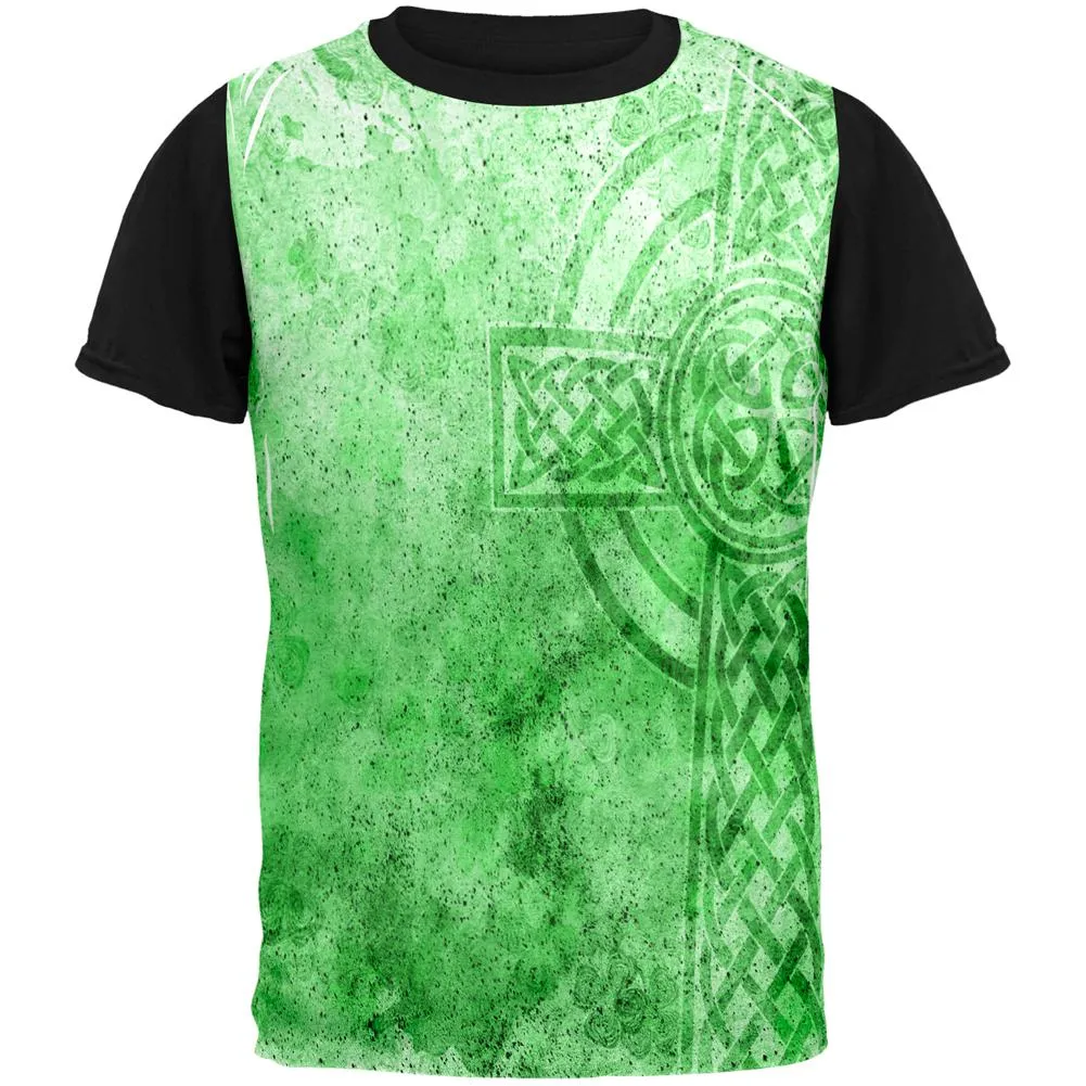 St. Patricks Day Dirty Irish Celtic Cross All Over Mens Black Back T Shirt sold by Old Glory