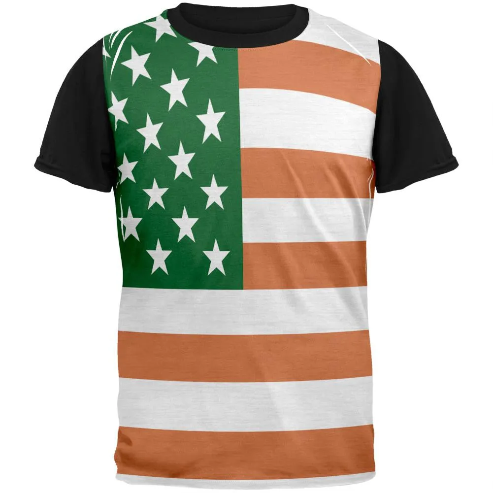 St Patricks Irish American Flag Adult Black Back T-Shirt sold by Old Glory