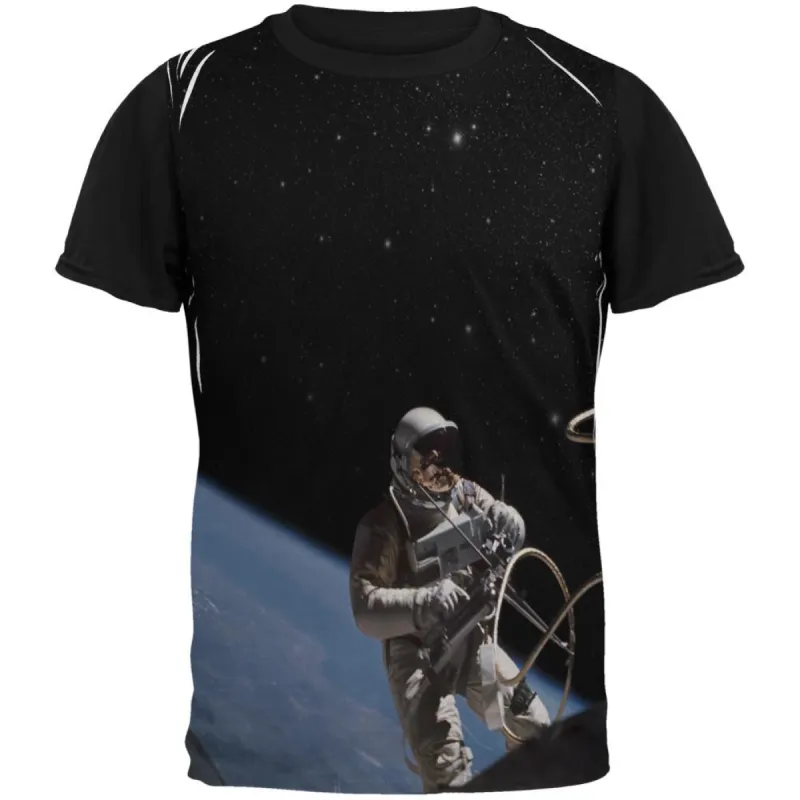 Space Walk Astronaut Adult Black Back T-Shirt sold by Old Glory