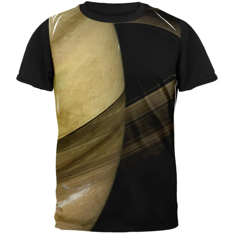 Solar System Planet Saturn Adult Black Back T-Shirt sold by Old Glory