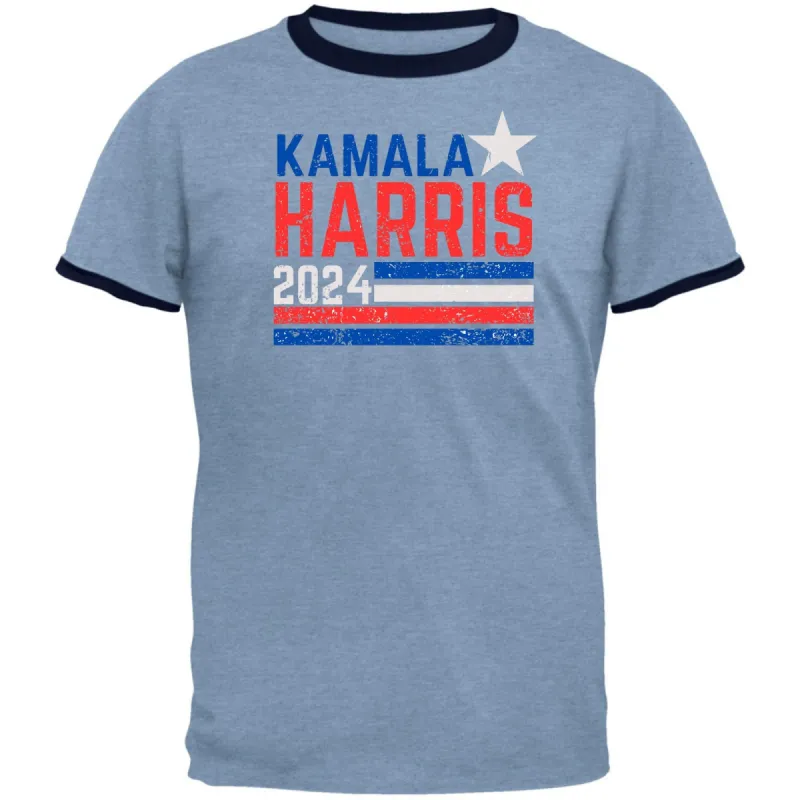 Election 2024 Kamala Harris Distressed Splattered Paint Flag Mens Ringer T Shirt sold by Old Glory
