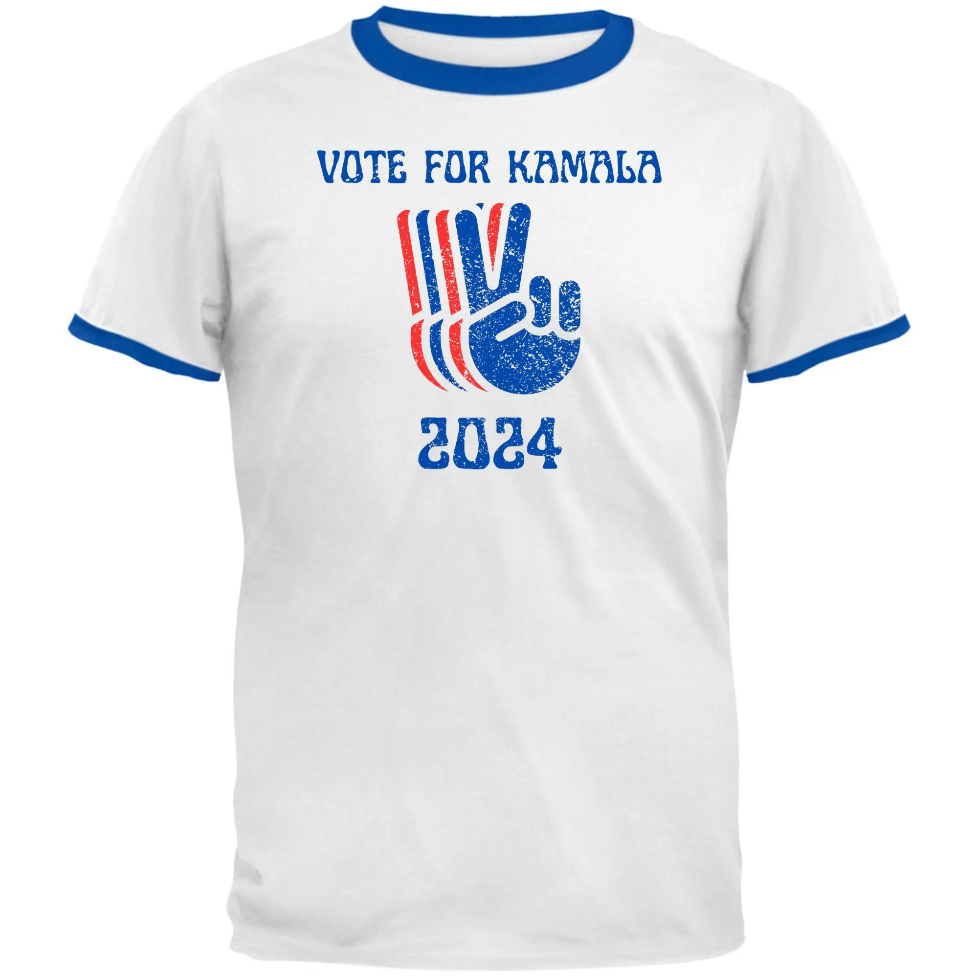 Election 2024 Kamala Harris Patriotic Peace Hands Vote For Kamala Mens Ringer T Shirt sold by Old Glory product image thumbnail 2