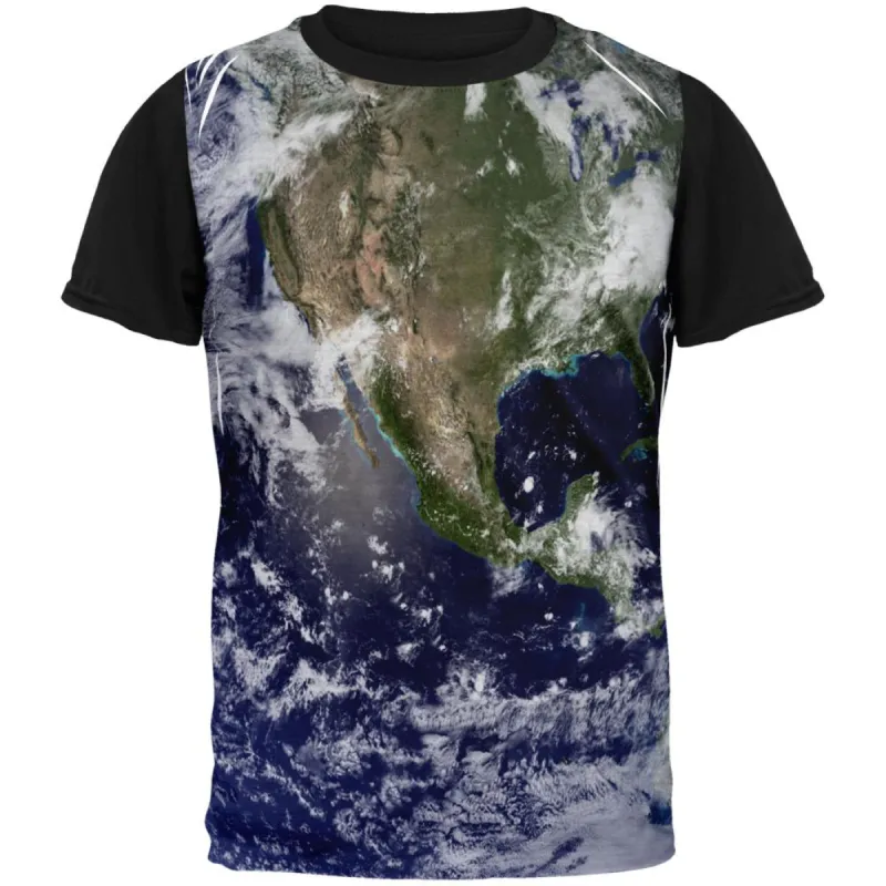 Solar System Planet Earth Adult Black Back T-Shirt sold by Old Glory