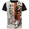 Sexy Tiger with Battle Scars Adult Black Back T-Shirt sold by Old Glory