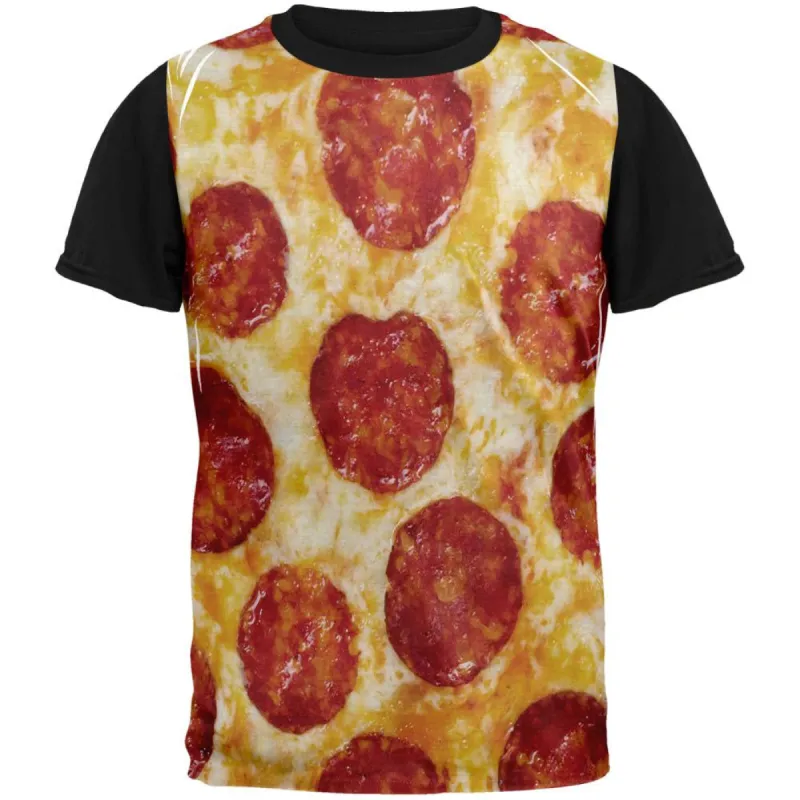 Pepperoni Pizza Costume Adult Black Back T-Shirt sold by Old Glory