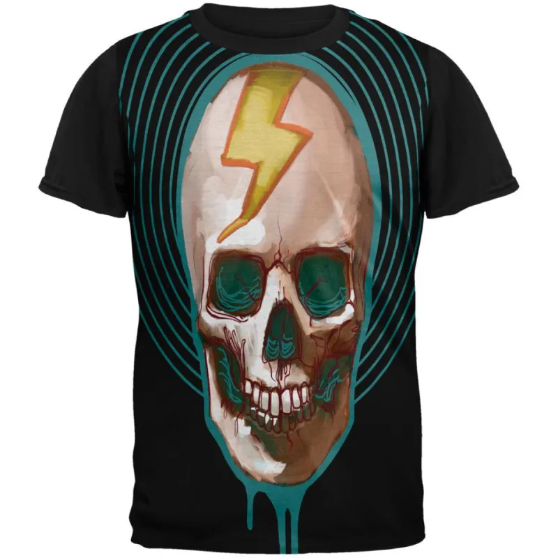 Electric Bolt Skull Adult Black Back T-Shirt sold by Old Glory