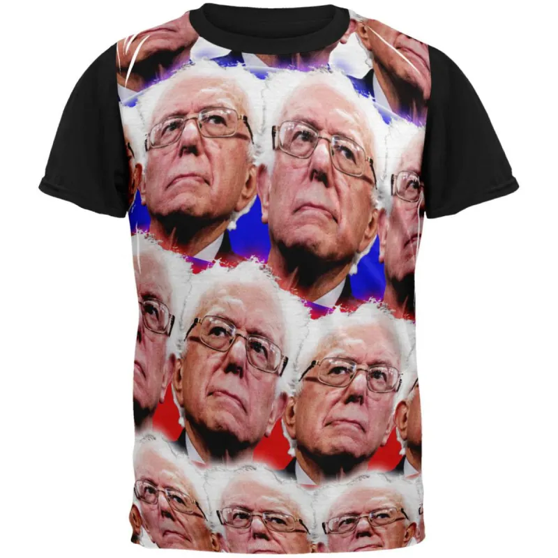 Election Bernie Sanders Face the Future 2016 Adult Black Back T-Shirt sold by Old Glory