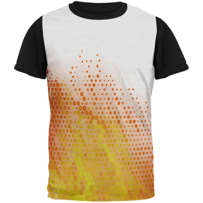 Orange and White Digital Fire Adult Black Back T-Shirt sold by Old Glory