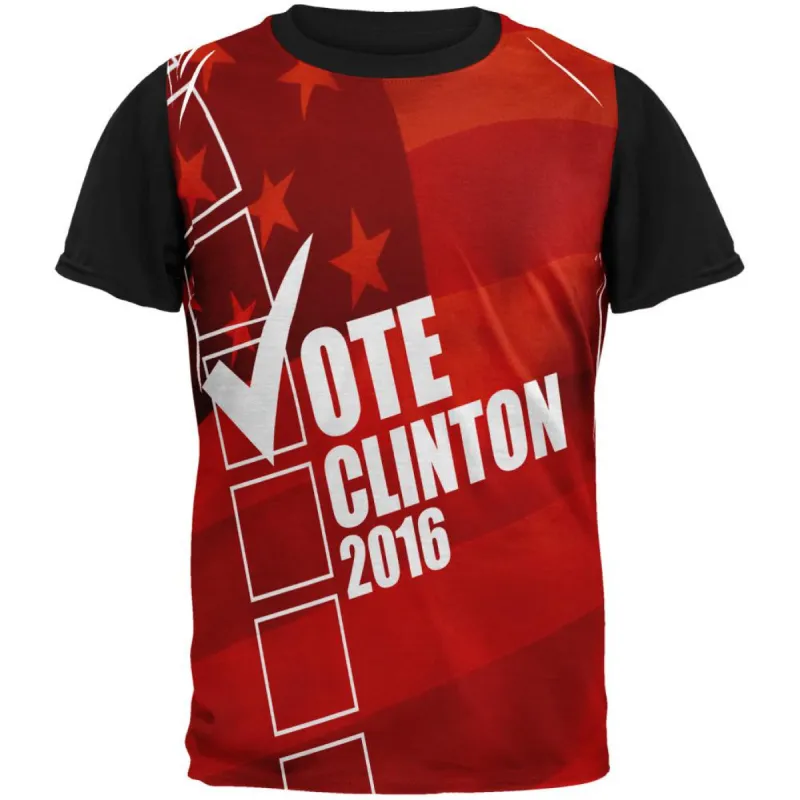 Election 2016 Vote Clinton Adult Black Back T-Shirt sold by Old Glory