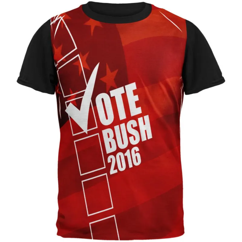 Election 2016 Vote Bush 2016 Adult Black Back T-Shirt sold by Old Glory
