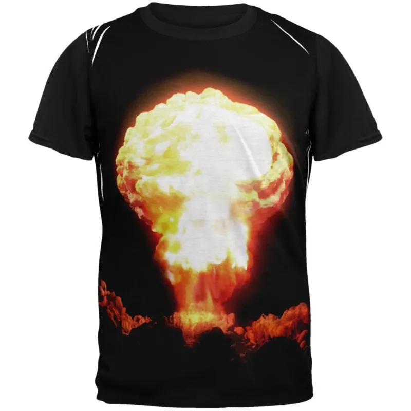 Nuclear Bomb Expolosion Adult Black Back T-Shirt made by Old Glory