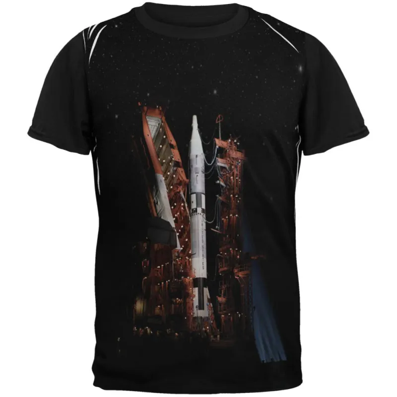 Night Rocket Launch Gemini 3 Adult Black Back T-Shirt sold by Old Glory